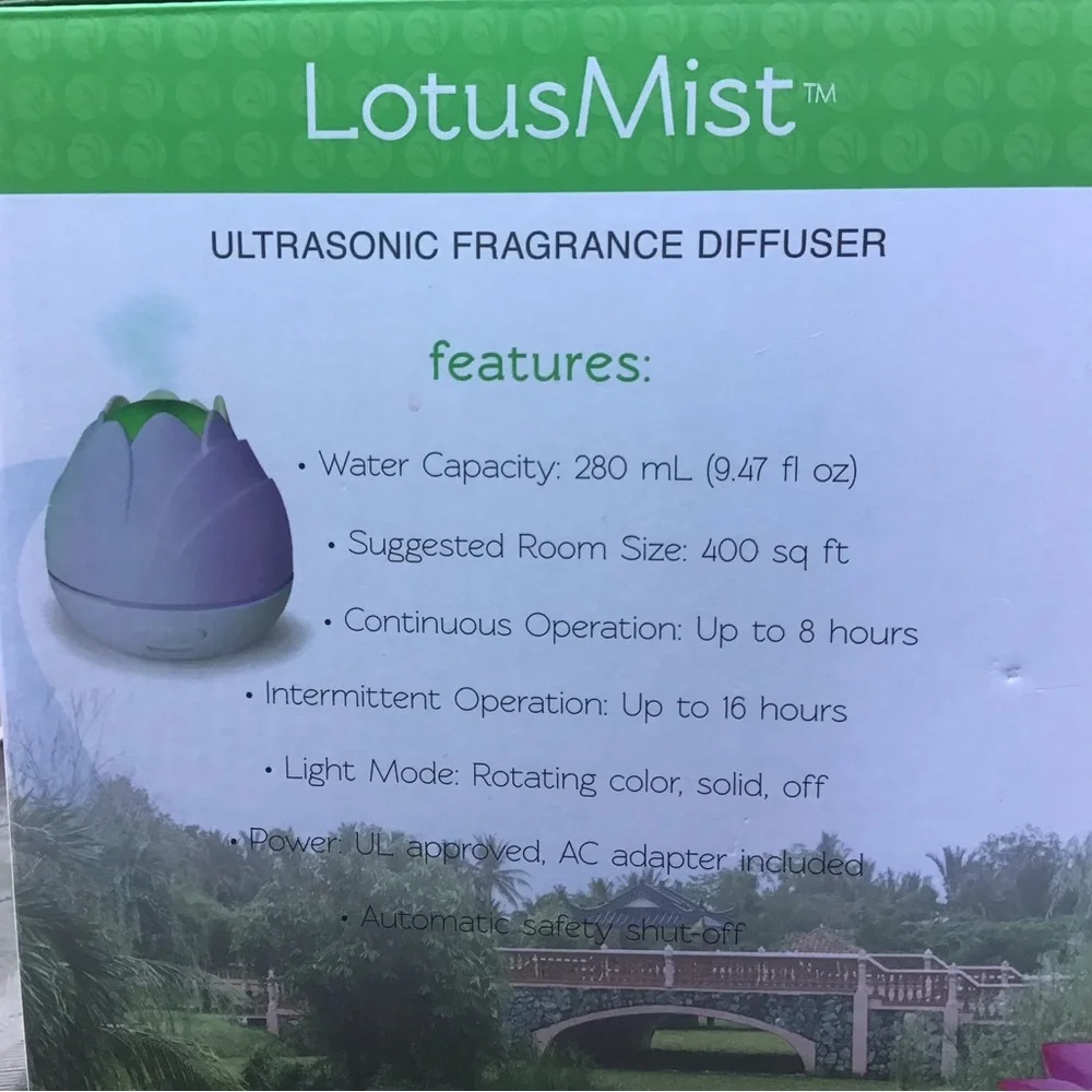 SPAROOM Ultrasonic Fragrance Diffuser ‘Lotus Mist’ + Essential Oils, All EUC!